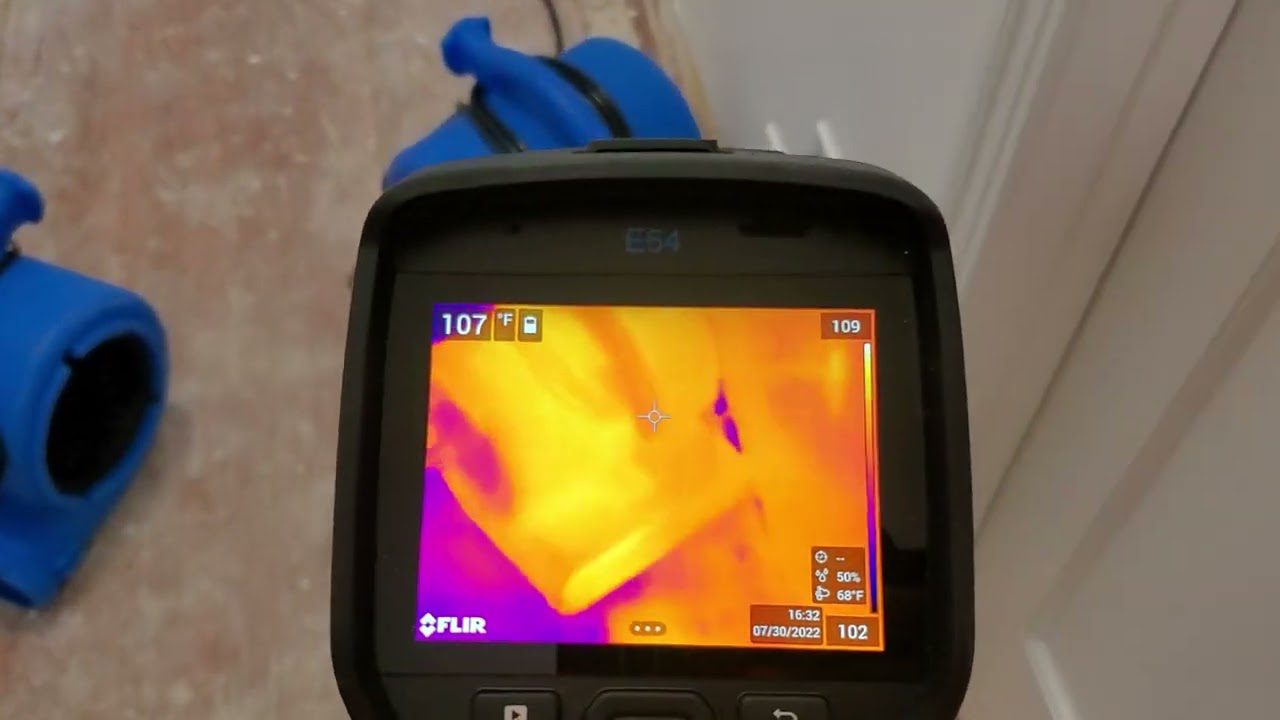 A close up of an electronic device with a thermal image